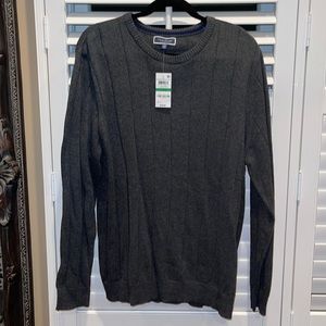 Club room mens large grey scoop neck sweater, new with tags